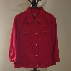 Chaps Women's Vibrant Red Jean Jacket
